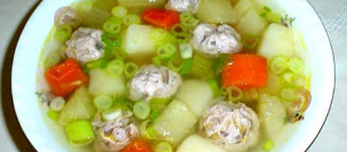 Vegetables and Pork Meatball Soup