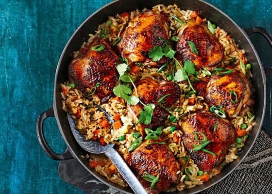 Rice tray bake with chicken