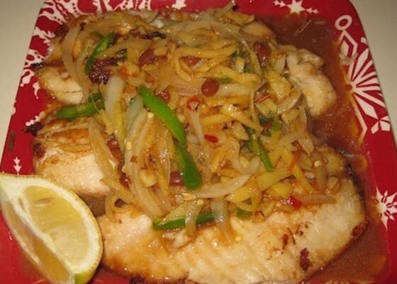 Fried Tilapia with Salty Soy Bean and Ginger Recipe