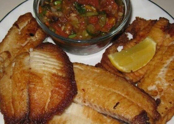 Cambodian Grill Tomato Salsa with Fried Fish