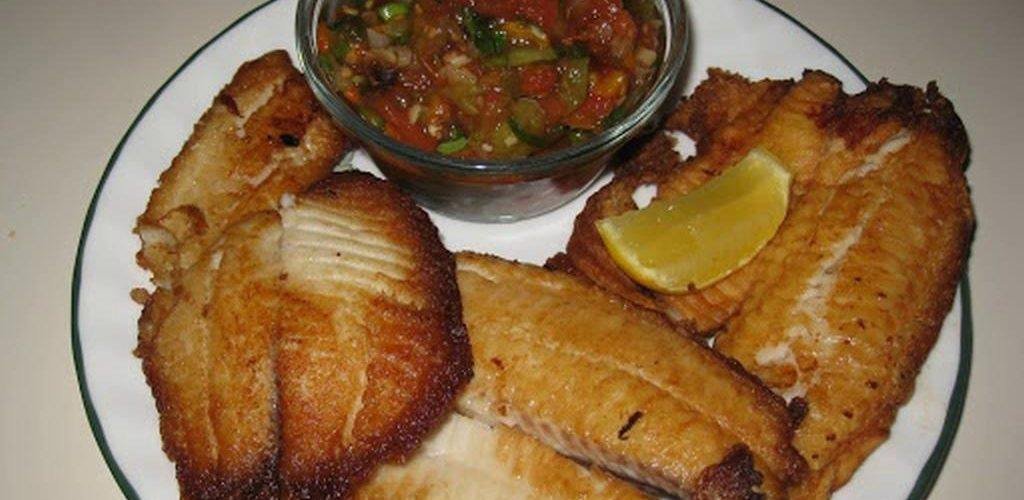 Cambodian Grill Tomato Salsa with Fried Fish