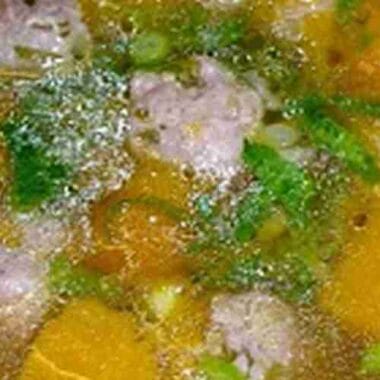 Pumpkin and Pork Meat Balls Soup