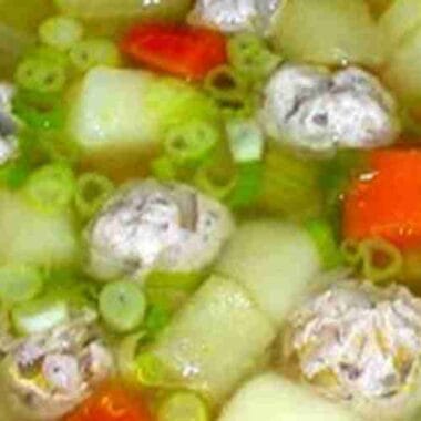 Vegetables and Pork Meatball Soup
