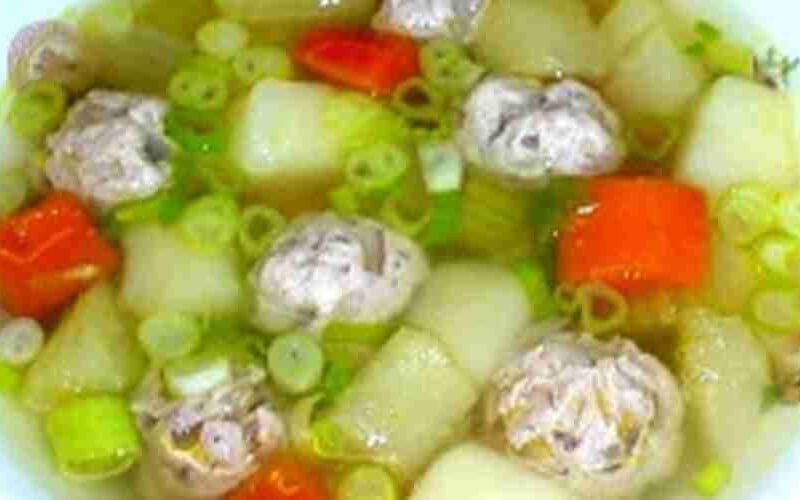 Vegetables and Pork Meatball Soup