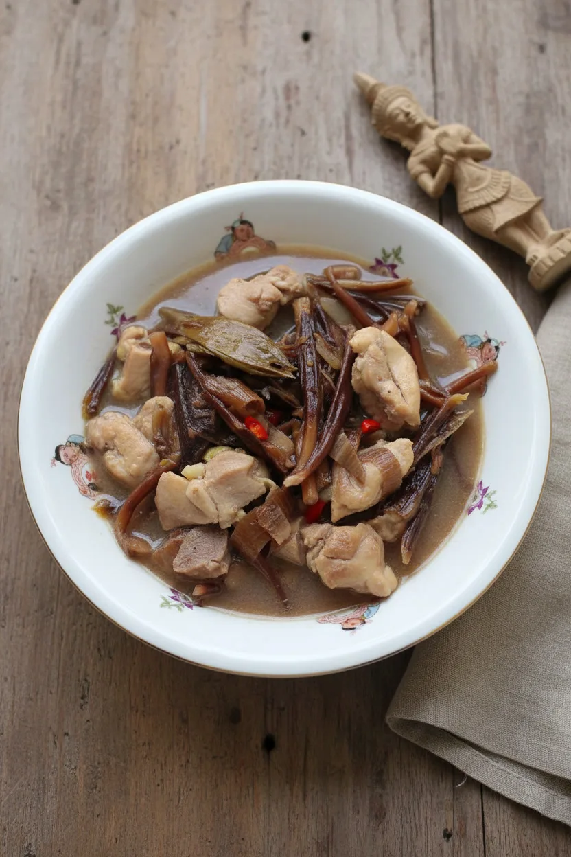 Traditional Banana Flowers with Coconut Chicken soup