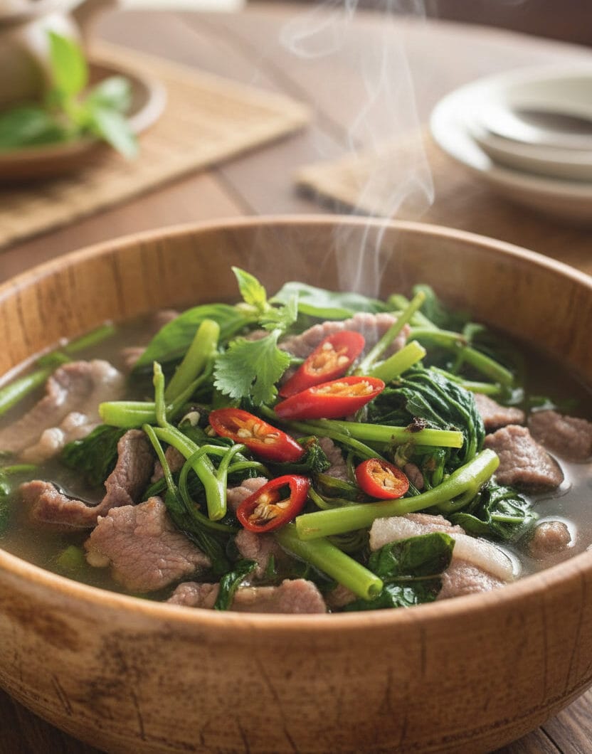 Beef & Water Spinach Sweet Sour Soup