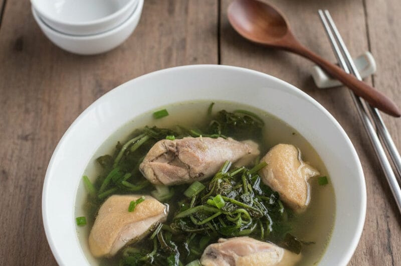 Traditional Cambodian Bitter Vines Soup with Chicken