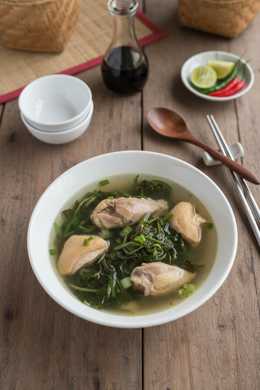 Traditional Cambodian Bitter Vines Soup with Chicken