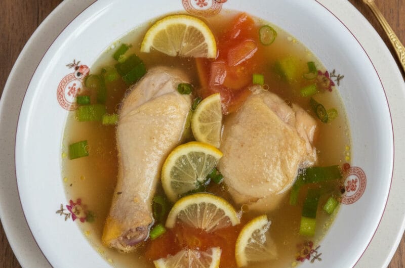 Top view of Chicken with Preserved Lemon Soup