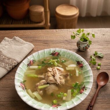 Traditional Cambodian lemongrass chicken soup