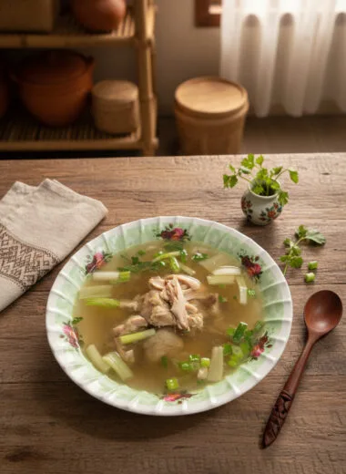 Traditional Cambodian lemongrass chicken soup
