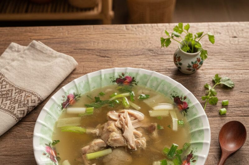 Traditional Cambodian lemongrass chicken soup