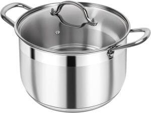 Kirecoo stainless steel stock pot ideal for cooking soup, stew, and broth