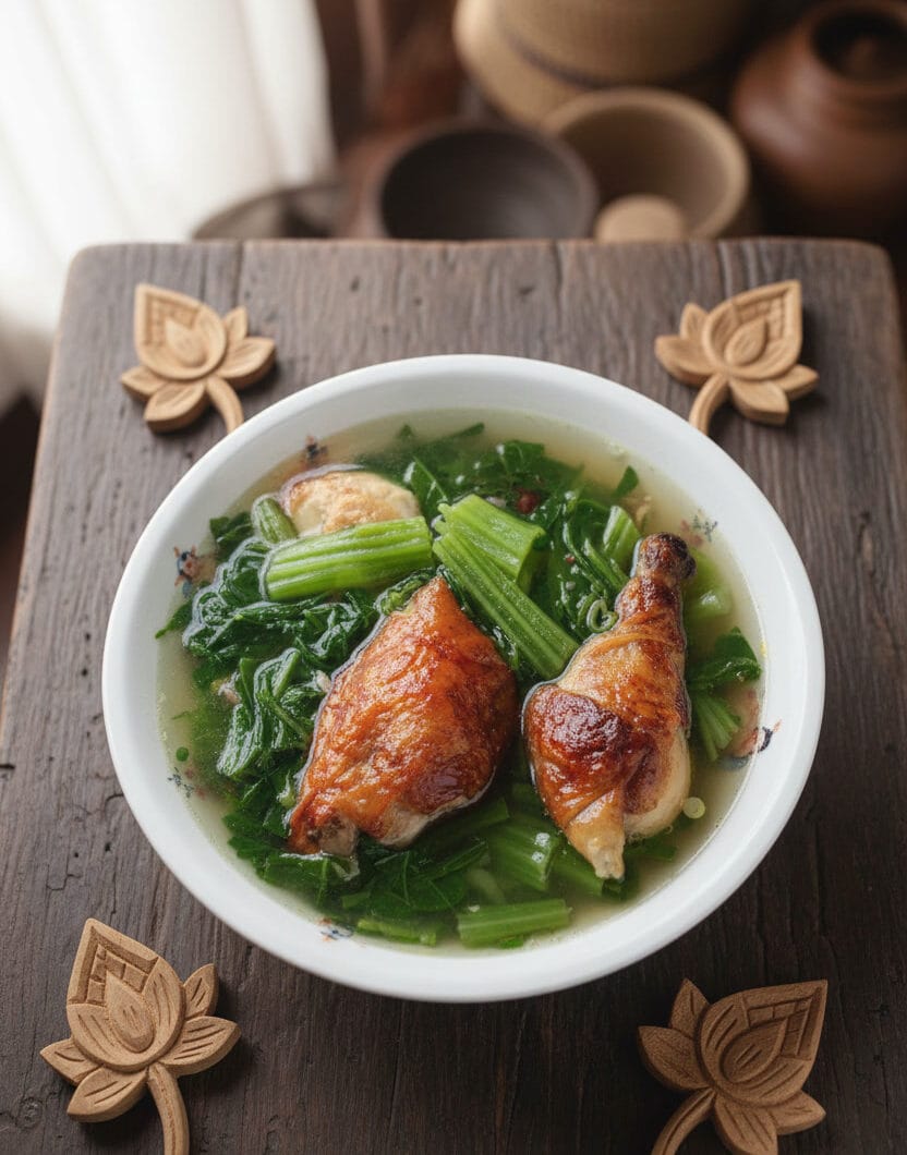 Mustard Green Soup with Roasted Meat