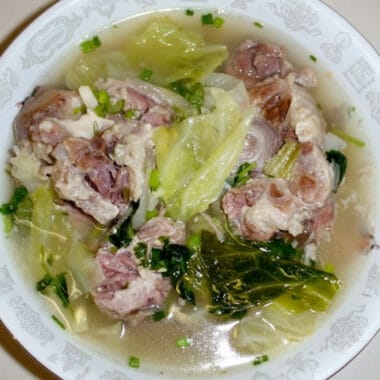 Cambodian oxtail cabbage soup in bowl