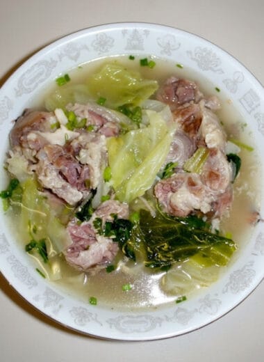 Oxtail cabbage soup with tender oxtail and cabbage in clear broth