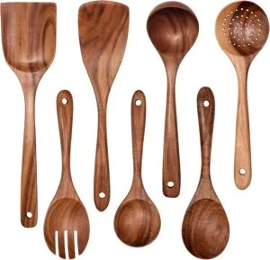 wooden non-stick kitchen pan toolset for cooking and stirring