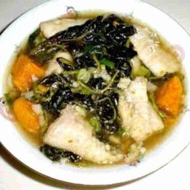 Fish and Asian Purple Spinach Soup