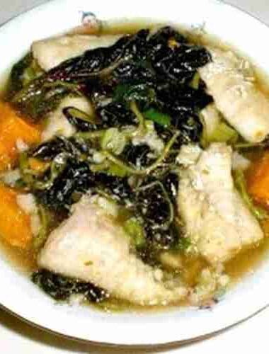 Fish and Asian Purple Spinach Soup