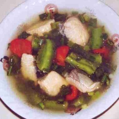 Sweet Sour Water Spinach Soup with Fish