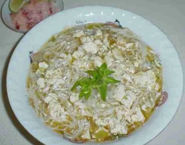 Vegetarian Khmer Noodle Soup with Rhizome Roots