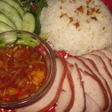 BBQ Pork Rice with Chili Sauce