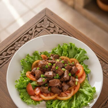 Cambodian beef loc lac with fresh vegetables