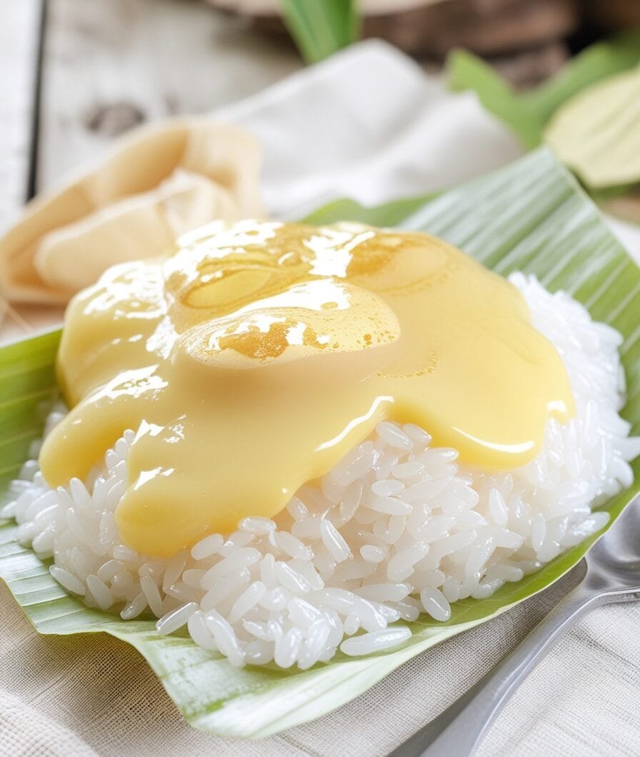 Cambodian Glutinous Rice with Egg Custard