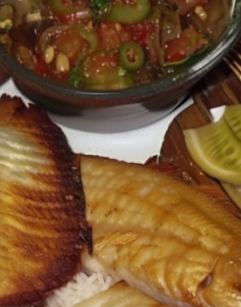 Cambodian Grill Tomato Salsa with Fried Fish