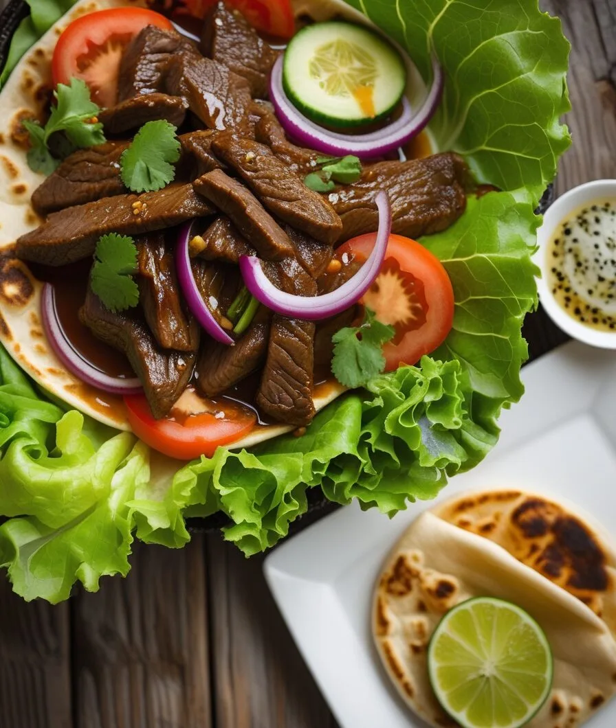 Cambodian Lok Lak Wrap with Flat Bread