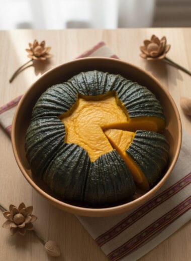 Whole Cambodian Pumpkin Coconut Custard on table