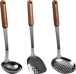 FJNATINH Stainless Steel Wok Spatula,Ladle,Skimmer Ladle Tool Set