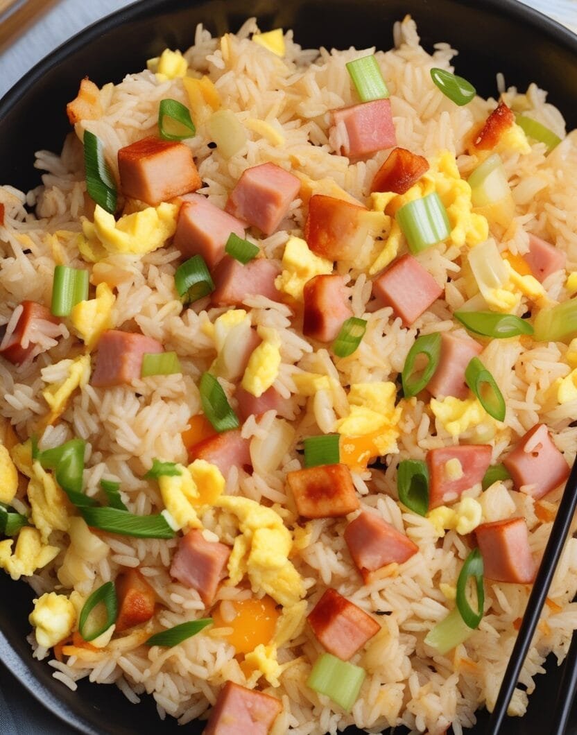 Ham and Egg Fried Rice with Celery