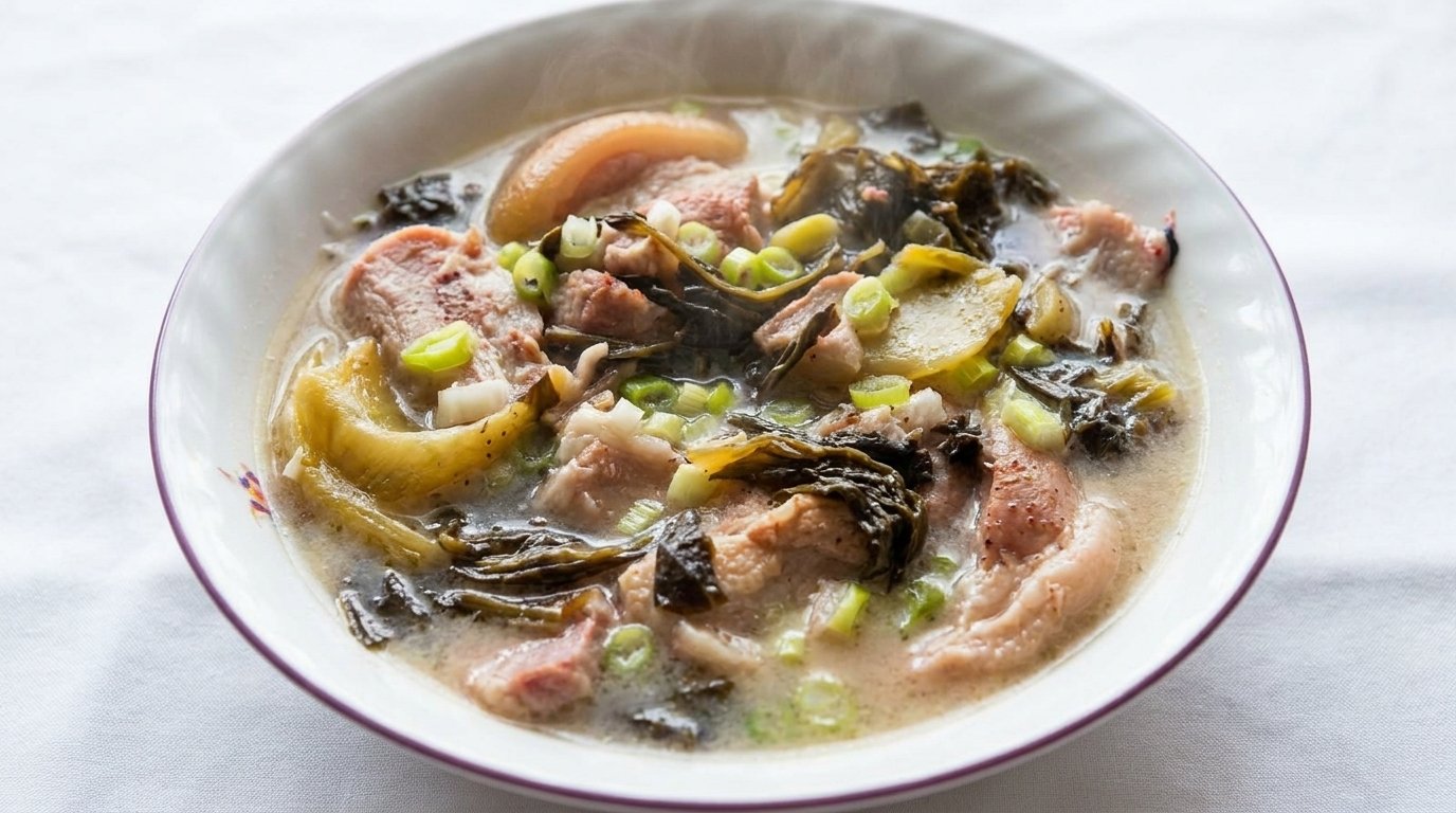 Pork Hock with Pickle Mustard Green Soup