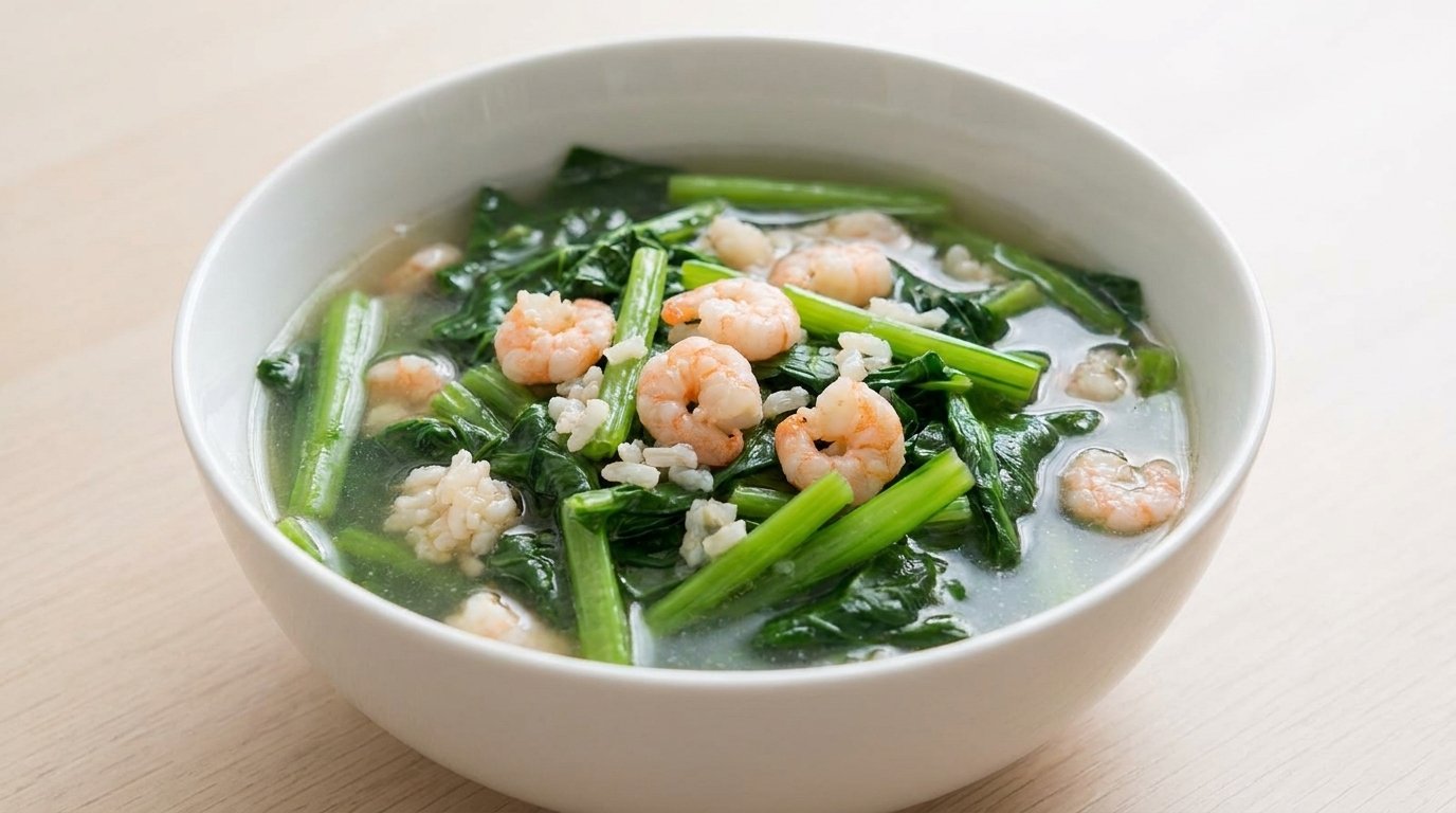 Shrimp with Yu Choy Soup