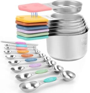 Measuring spoons and cups for cooking