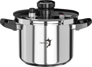 Pressure cooker used for quick and efficient cooking in a home kitchen