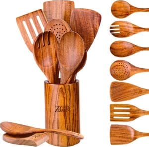 Wooden spoon for stirring food