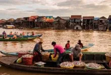 Kampong Khleang floating village on Tonle Sap lake, Siem Reap, Cambodia — home of PGI-certified prahok producers