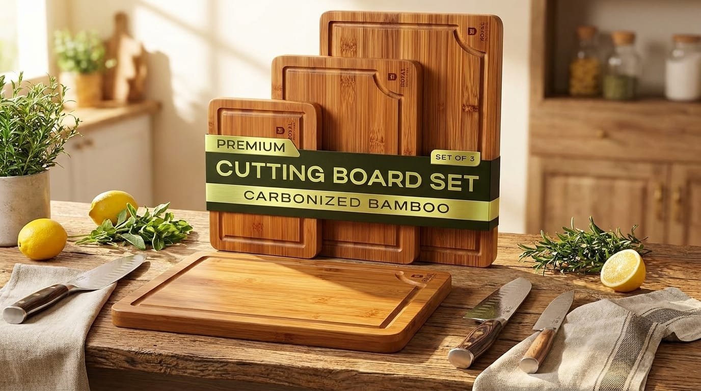 Royal Craft Wood Bamboo Cutting Board Set: 4 Sizes, Juice Groove, and Handles Reviewed